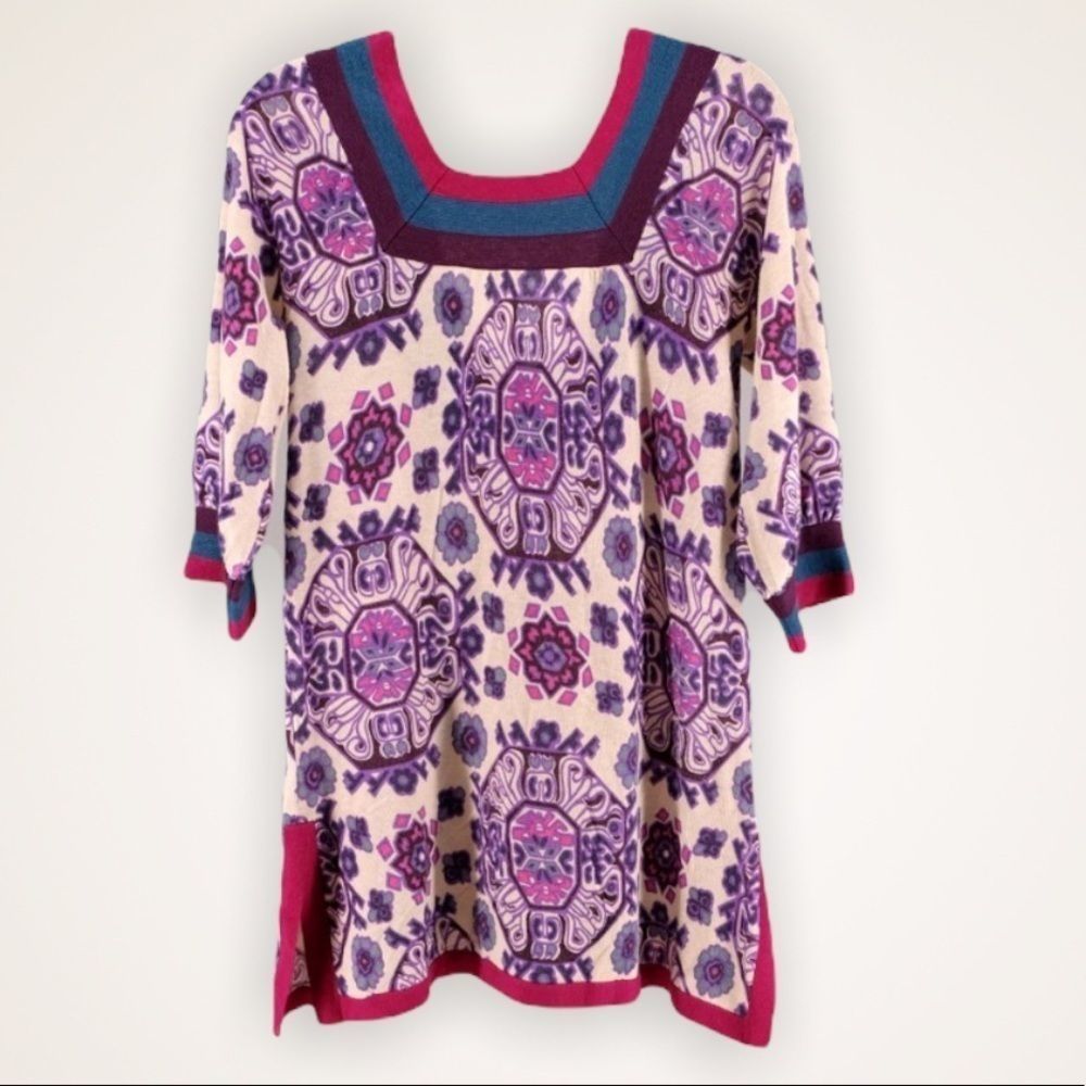 FREE PEOPLE Cashmere Wool Blend Tribal Print Tunic Sweater - Picture 3 of 13